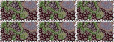 Renkli Bahar Temalı Kusursuz Arkaplan. Kahverengi renkli çiçekler. Raster illüstrasyonu. Çiçekli, suluboya desenli kusursuz çiçek deseni. Düz Çiçek Elementleri Tasarımı.