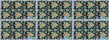 Siyah renklerdeki altın element. Lüks, kraliyet ve Viktorya dönemi konsepti. Klasik barok çiçekli, siyah yerine altın desenli. Süslü raster dekorasyonu.