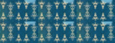 Soyut etnik raster çizim kalıbı. Kabile sanatı boho baskısı, klasik çiçek arkaplanı. Arkaplan dokusu, duvar kağıdı, çiçek teması mavi, nötr ve gri renkler.