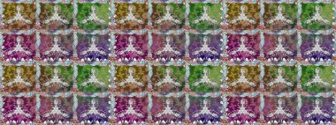 Çiçeksiz desenli arka plan. Yeşil renkli çiçekler. Tişört baskısı için çiçek boyama rasteriName.