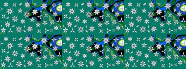 Çiçekli karalama şeklinde Raster çiçek deseni. Mavi renkli çiçekler. Yumuşak, bahar çiçekli arka plan.