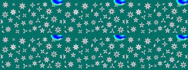 Sevimli küçük çiçek desenle. Raster resim. Çiçek desenli çiçek ve yaprakları ile.