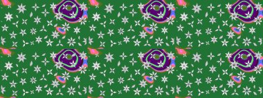 Yeşil renklerde. 3D çiçekler, eskiz. Raster illüstrasyonu.