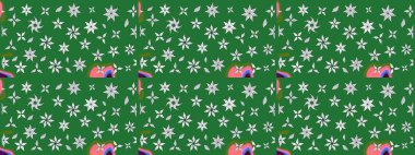 Elle çizilmiş sonbahar çiçeği deseni. Tekstil ve kapak tasarımı için mükemmel. Doodle tarzı. Yeşil renkli çiçekler. Renkli yeşil çizim deseni.