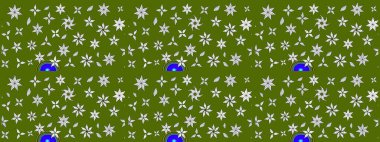 Düz Çiçek Elementleri Tasarımı. Renkli Bahar Teması eskiz kalıbı. Raster illüstrasyonundaki çiçek desenli çizim. Güzel kumaş deseni.