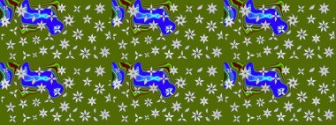 Düz Çiçek Elementleri Tasarımı. Sevimli çiçek raster deseni. Modaya uygun kumaş deseni. Renkli Yaz Teması çizim şablonu.