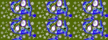 Raster suluboya çiçek deseni, narin çiçekler, yeşil çiçekler, tebrik kartı şablonu. Güzel kumaş deseni.