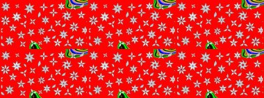 Düz Çiçek Elementleri Tasarımı. Kırmızı renkte çiçekler. Renkli Yaz Temalı eskiz kalıbı. Raster illüstrasyonunda çiçek deseni çizimi.