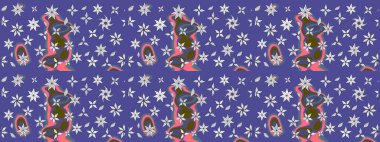 Soyut etnik raster çizim kalıbı. Arkaplan dokusu, duvar kağıdı, mor renkli çiçek teması. Kabile sanatı boho baskısı, klasik çiçek arkaplanı.