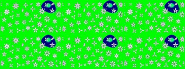 Eskiz arkaplan modeli. Yapraklı çiçekler ve yeşil renkli papatya çiçekleri. Raster - stok.