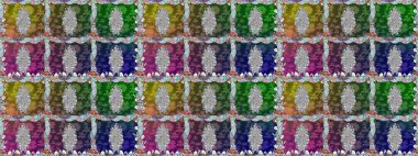 Yeşil renkli çiçekler. Kumaş desenli papatya çiçekleri ayrıntıları.