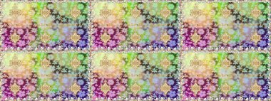 El yapımı dekoratif çerçeve, albüm kapağı, tebrik kartı, klasik Art deco tarzı. Raster soyut çiçek çelengi altın karalama fantezi yaprakları ve tarafsız renklerde çiçek.