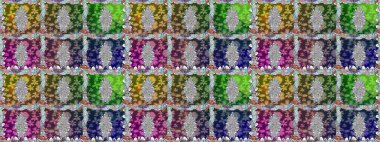 Yeşil renkli Asya tekstili. Raster illüstrasyonu. Kusursuz çiçek deseni.