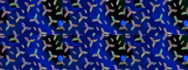 Mavi, siyah ve yeşil siluet kar tanesi işareti. Grafiksel element dekorasyonu. Raster illüstrasyonu. Düz dizayn. Kar Tanesi Mozaik ikonu. Sembol kışı, donmuş, Noel, yeni yıl tatili.