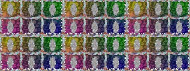 Yeşil renkli çiçekler. Kumaş desenli papatya çiçekleri ayrıntıları.