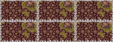 Kahverengi renkli çiçekler. Çiçeksiz desenli arka plan, darbeler, sıçramalar, yaz çiçekleri. Raster illüstrasyonu.