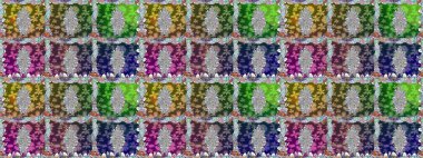 Yeşil renkli Asya tekstili. Raster illüstrasyonu. Kusursuz çiçek deseni.