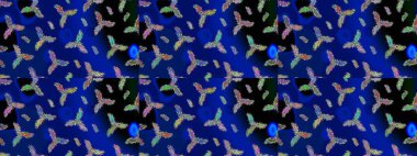 Mavi, siyah ve yeşil siluet kar tanesi işareti. Grafiksel element dekorasyonu. Raster illüstrasyonu. Düz dizayn. Kar Tanesi Mozaik ikonu. Sembol kışı, donmuş, Noel, yeni yıl tatili.