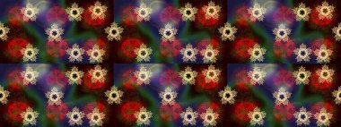 Raster kahverengi, gri ve kırmızı kar tanelerinden izole edilmiş. Güzel bir kış süsü. Renkli kar taneleri Raster illüstrasyonu.