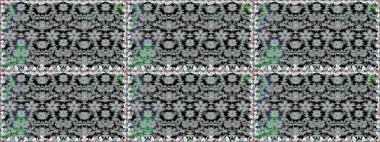 Raster illüstrasyonu. Kusursuz çiçek deseni. Raster illüstrasyonu. Gri renkli çiçekler. Asya tekstil tarzında.