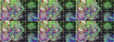 Çiçekli zambaklar kusursuz bir arka plan. Parlak çiçekli kolaj çiçekleri yeşildir. Çiçek tasarımı için inanılmaz kolaj cennet tarzı..