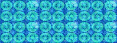 Mavi renklerde. 3D çiçekler, eskiz. Raster illüstrasyonu.