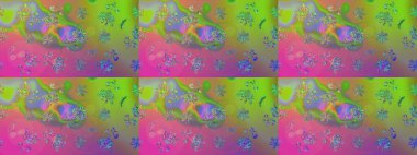 Yeşil çiçekli bahar çiçekleri. Motley illüstrasyonu. Moda baskıları için zarif bir şablon. Küçük renkli çiçekler. Küçük çiçekte şirin desenler.