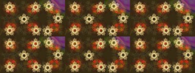 Kahverengi renkli bitkilerden oluşan parlak çiçekli çizim deseni.