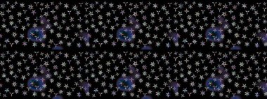 El çizimi çiçekli soyut çizim kalıbı. Raster illüstrasyonu. Siyah renkte çiçekler.