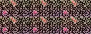 Egzotik çiçekler, botanik olarak parlak, klasik siyah renkler. Klasik tropikal doğal elementlerin suluboya seti. Raster illüstrasyonu.