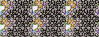 Elle boyanmış suluboya resim çizimleri, çiçekler ve bitkiler. Siyah renkte çiçekler.