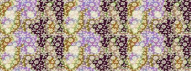 Retro tekstil tasarım koleksiyonu. El çizimi çiçek unsurları olan soyut çizim raster deseni. Tarafsız, tarafsız. Çiçekli ipek eşarp. 1950 'ler-1960' lar motifleri.