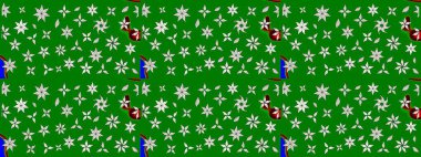 Çiçekli karalama şeklinde Raster çiçek deseni. Yumuşak, yeşil renkli yaz çiçekleri. Raster illüstrasyonu.