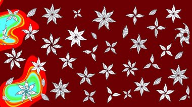 Hediye ambalaj kağıdı, tebrik kartları, posterler ve pankart tasarımı. Raster düz çiçek çizim deseni. Kırmızı renkte çiçekler.