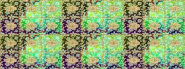 Tasarım şablonu için çizgi çizimi sınırı. Davetiyeler, kartlar, web sayfası için Raster illüstrasyon. Doğu tarzı element. Yeşil renklerdeki altın element. Altın çizgili çiçek dekoru.