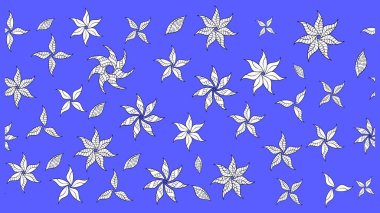 Nazik, sevimli çiçek arkaplanı. Çiçekli karalama şeklinde Raster çiçek deseni. Mavi renkte çiçekler.