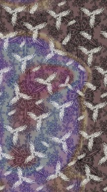 Raster illüstrasyonundaki çiçek desenli çizim. Düz Çiçek Elementleri Tasarımı. Renkli Bahar Teması eskiz kalıbı. Kahverengi renkte çiçekler.