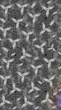 Raster illüstrasyonu. Çiçek deseni. Gri renkli çiçekler. Gri renkli çiçek çizimi. Şatafatlı bahar bahçesi dokusu.