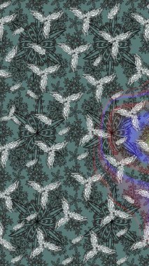 Renkli Bahar Teması eskiz kalıbı. Düz Çiçek Elementleri Tasarımı. Raster Modaya uygun kumaş deseni. Tarafsız renklerde şirin çiçek deseni.