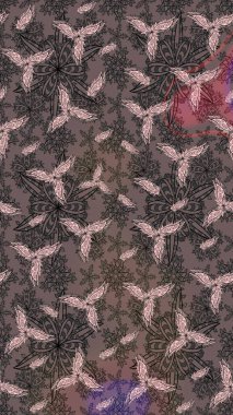 Çiçekli çiçek deseni, suluboya. Renkli Bahar Teması eskiz kalıbı. Kahverengi renkli çiçekler. Raster illüstrasyonu. Düz Çiçek Elementleri Tasarımı.