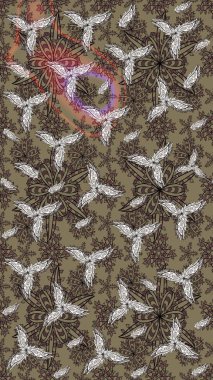 Şirin çiçekli eskiz deseni ve bej renkli yapraklar, suluboya çiçek deseni, duvar kağıdı, kart ya da kumaş için fayanslı. Raster illüstrasyonu.