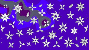 El çizimi. Raster illüstrasyonu. Güzel kumaş deseni. Çiçekler, dallar, otlar ve çiçekler.