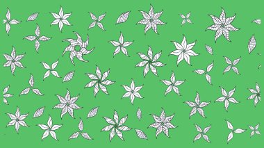 Yeşil renkte güzel çiçekler, suluboya desenli, duvar kağıdı, kart ya da kumaş için fayanslı eskizler. Raster..