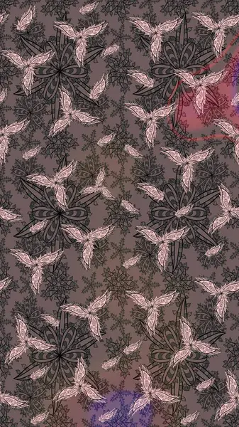 Çiçekli çiçek deseni, suluboya. Renkli Bahar Teması eskiz kalıbı. Kahverengi renkli çiçekler. Raster illüstrasyonu. Düz Çiçek Elementleri Tasarımı.