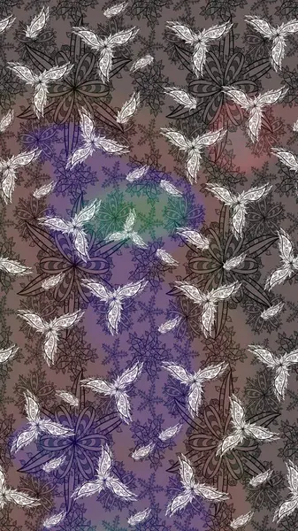 Nazik, sevimli çiçek arkaplanı. Çiçekli karalama şeklinde Raster çiçek deseni. Kahverengi renkte çiçekler.