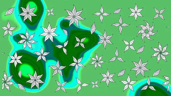 Yeşil çiçekli eskiz deseni, suluboya çiçek deseni, sevimli çiçek, duvar kağıdı, kart veya kumaş için fayanslı. Raster - stok.