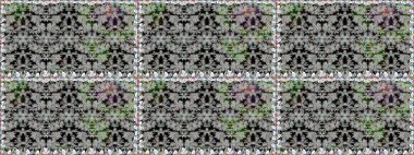 Raster illüstrasyonu. Gri renklerde bahar çiçekleri. Raster çiçekleri klasik tarzda çizilmiş. Çiçekli, pürüzsüz desen.