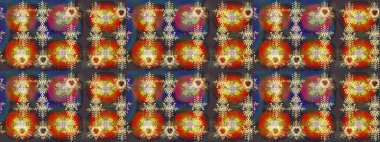 Düz yatıyordu. Kahverengi, gri ve kırmızı renkte kar tanesinden yapılmış kış deseni. Raster illüstrasyonu. Kış konsepti.