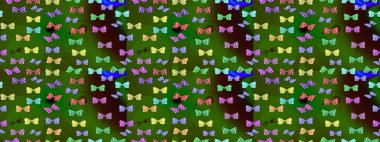 Paketleme, kağıt ve kumaş için uygun. Kelebekli renkli folklor deseni. Yeşil arka planda renkli kelebekler.