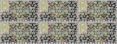 Çiçekli karalama şeklinde Raster çiçek deseni. Nazik, sevimli çiçek arkaplanı. Gri renkli çiçekler.